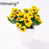 Htmeing artificial flowers 10 Inch Artificial Pansy Flowers Silk Fake Butterfly Orchid Flower Home office Wedding Decoration