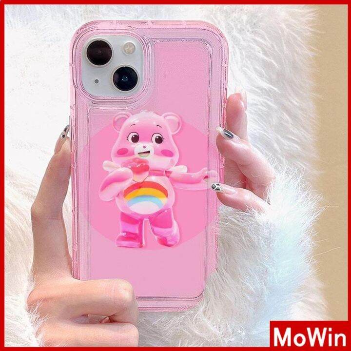 mowin-เข้ากันได้สำหรับ-เคสไอโฟน-เคสไอโฟน11-เคส-สำหรับ-iphone-14-เคสไอโฟนเคสใส-เคสนิ่มถุงลมนิรภัยกันกระแทกน่ารักหมีการ์ตูนน่ารัก