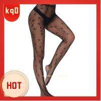 KQ0 ลายดาวและดวงจันทร์ ถุงน่องตาข่ายผู้หญิง สีดำสีดำ ความยืดหยุ่นสูง Pantyhose สูงถึงต้นขา เอวสูงเอว ตาข่ายจับปลาเซ็กซี่ สำหรับงานเต้นรำ/ฮาโลวีน/คอสเพลย์