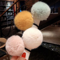 ยางรัดปอมปอมสำหรับผู้หญิงในฤดูใบไม้ร่วง Pompom Plush ที่คาดผมยางยืดเครื่องประดับผมที่รัดผมเชือกผมตุ๊กตา