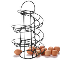 Egg Skelter Dispenser Egg Rack Kitchen Black Metal Iron Egg Storage Rack with Handle Spiral Design Metal Storage Holders &amp; Racks