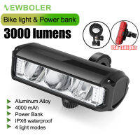 NEWBOLER 3000 Lumens เซ็ตไฟจักรยานชาร์จไฟได้ USB ไฟฉายขี่จักรยาน IPX6กันน้ำอุปกรณ์เสริมจักรยานเปลือกอลูมิเนียม