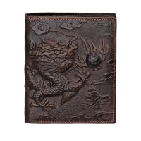 Top Qaulity Genuine Leather Long Wallet 3D Dragon Style Card Wallet 2019 High Fashion Bifold Long Purse For Man Male Gift