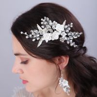 【YF】 Pearl Wedding Headdress Silver Rhinestone Bridal Hair Comb Handmade Vintage Bridesmaid Accessories Girl Party Prom Jewelry