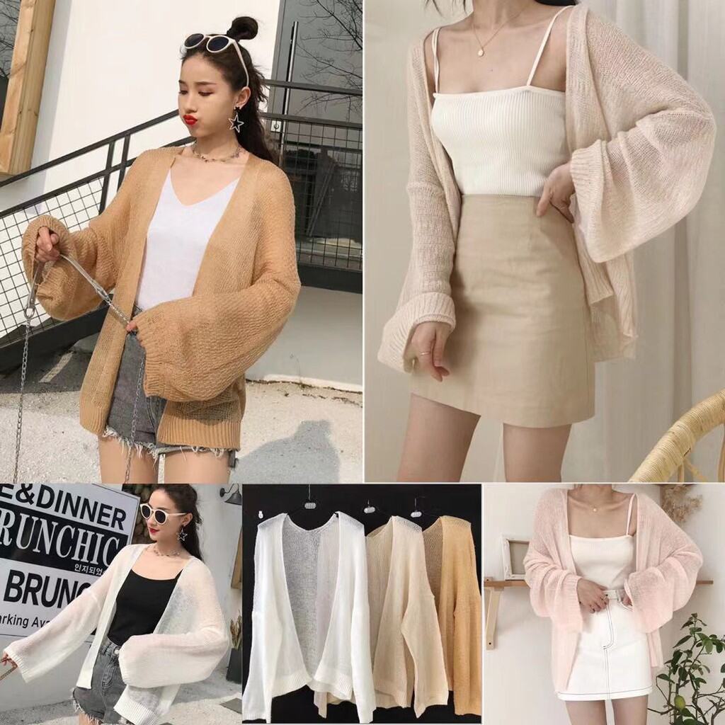 พร้อมส่งเสื้อคลุมไหมพรมเสื้อไหมพรมแขนยาวผู้หญิง
