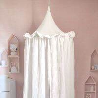 100% Premium Muslin Cotton Hanging Canopy with Frills Bed Baldachin for Kids Room