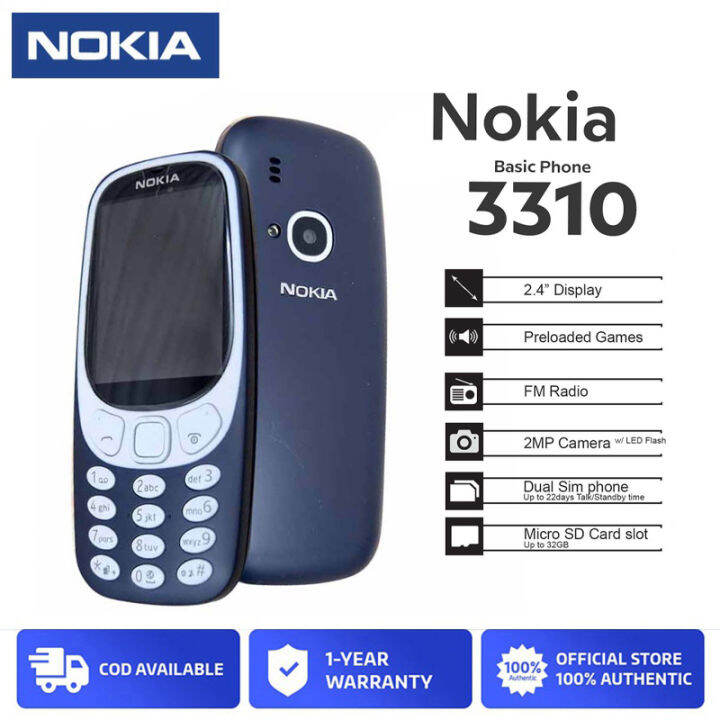 Nokia 3310 Mobile Phone Unlocked 2.4 Inch 2G 2MP Dual SIM Card Original ...