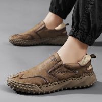 Men Casual Shoes Outdoor Walking Luxury Brand 2021 Fashion Western Leather Male Leisure Handmade Retro Non Slip Comfortable Soft