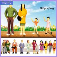 MUMU 100pcs ร้อน 1:100/1:150/1:75/1:50 มาตราส่วน ของตกแต่งบ้านตุ๊กตา ตัวเลขคน ตัวละคร DIY ทิวทัศน์รถไฟ โมเดลอาคารผู้โดยสาร