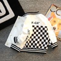 2022 Spring Autumn Baby Boys Outerwear Boy Coat Childrens Plaid Kids Embroidered Baseball Jackets Children Clothing 2-12 Years