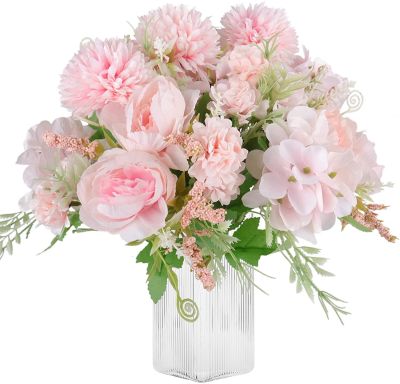 [AYIQ Flower Shop] ดอกไม้ประดิษฐ์ดอกโบตั๋นช่อดอกไม้ปลอมไฮเดรนเยียดอกเบญจมาศบอลดอกไม้พวงสำหรับงานแต่งงานตกแต่งบ้านตาราง Centerpieces