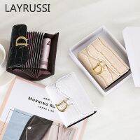 LAYRUSSI Dompet Pola Buaya Fashion Tas Kartu Wanita Clutch Wanita Dompet Koin Sikat Multi Kartu Anti Maling Tempat Kartu Wanita