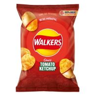 Walkers Tomato Sauce Crisps 32.5g Potato Crisps วอล์คเกอร์ส มันฝรั่งทอดกรอบ ขนม มันฝรั่งทอด ขนมขบเคี้ยว ขนมทานเล่น