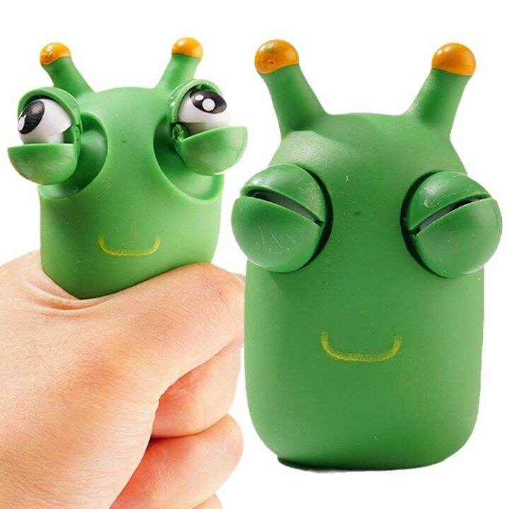 Funny Squishy Eye Popping Flippy Squeeze Toys Green Yellow Eye Worm ...