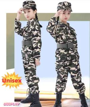 HNB Career Halloween Costume for Kids Girl Army Costume for Kids Boys  Cosplay Camouflage Soldier Costume Military Uniform Police Costume