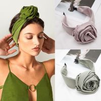 【YF】 Vintage Bohemian  Rose Flower Satin Hairband Headband Headwear Hair Accessories