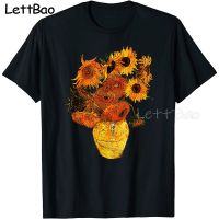 Van Gogh Sunflowers T Shirt For Mens Summer Pure Cotton Tee Shirt Tops Vintage Tshirt Short Sleeve Retro Shirts For Men 【Size S-4XL-5XL-6XL】