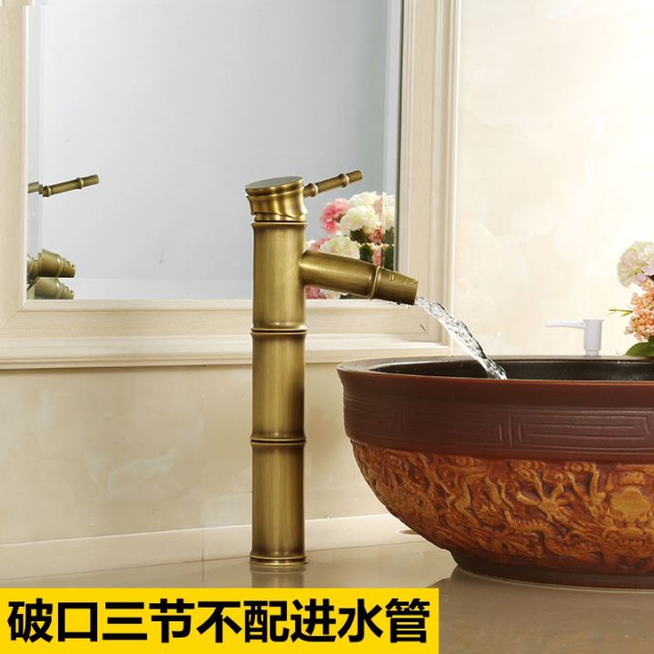 banheiro-ก๊อกน้ำอ่างทองแดงอ่างก๊อกน้ำก๊อกรูปทรงไม้ไผ่ในอ่าง-ก๊อกเดี่ยวสำหรับทำน้ำร้อนและเย็น