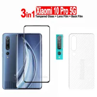 3in1ฟิล์มกระจกเทมเปอร์ Xiaomi 10 Pro 5G และ Xiaomi 10T Pro 5G /Mi 11T 12T 11 12 13 Pro/ 12Lite 5G NE + ปกป้องหน้าจอกล้อง + ฟิล์มเลนส์ + ฟิล์มด้านหลังคาร์บอนไฟเบอร์