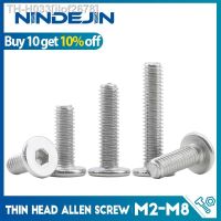 NINDEJIN Hexagon Socket Ultra Thin Low Head Screw Stainless Steel M2 M2.5 M3 M4 M5 M6 M8 CM Flat Allen Wafer Head Screw Bolt