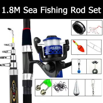 【In Stock + COD】Telescopic Fishing Rod 1.8M Set Original Fishing Rod and  Reel Set Fishing Rods Full Set Fish Rods For Camping Travel Gift for Men  Black Color