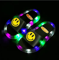 Luminous Slippers Children Shoes Comfortable Led Light Kid Baby Home Shoes Cool Cartoon Smile Pattern Soft PVC Non-slip Footwear