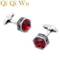 【On Sale】 infinley Qi Qi Wu กระดุมข้อมือคริสตัลย้อนยุคสำหรับผู้ชายของขวัญแต่งงานเครื่องประดับสุดหรูเสื้อทรงหกเหลี่ยมกระดุมข้อมือเงินสำหรับผู้ชาย