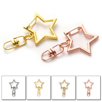 10pcs New Cute Star Pentagram Hollow Key Chain Key Ring Keychain DIY Accessories Lobster Clasp Jewelry Making Findings Wholesale