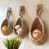 Wall Hanging Vegetable and Fruit Basket Cotton + Jute Woven Fruit Basket Kitchen Table Wall Hanging Storage Basket Dry Shelf