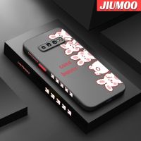 JIUMOO เคสปลอกสำหรับ Samsung Galaxy S10 4G S10 Plus S10 Lite รูปกระต่ายน่ารักบางดีไซน์ใหม่ขอบสี่เหลี่ยมด้านข้างมีน้ำค้างแข็งโปร่งใสกันกระแทกเคสมือถือแข็งปลอกซิลิโคนคลุมทั้งหมดเคสป้องกันกล้องนุ่ม