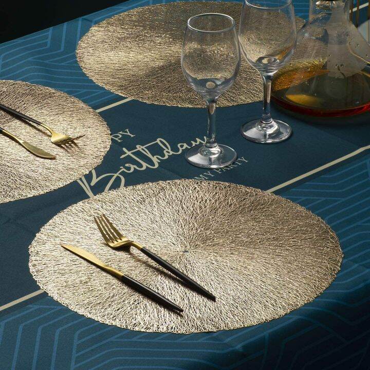 Loftyan Laminated Metallic Vinyl Round Placemats For Dining Table