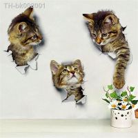 ♣ 3Pcs 3D Wall Stickers Stereo Background Painting Cartoon Cat Living Room Decoration Indoor Home Furnishing Accessories PVC