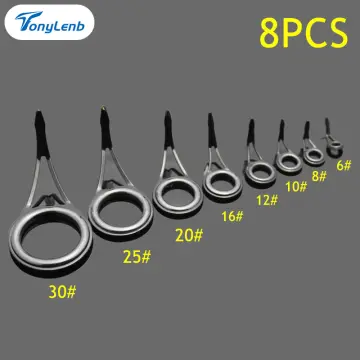 9pcs Fishing Rod Guides and Tips, Ceramics & Stainless Steel Rod Guides  Spare Parts Repair and Tips Tops