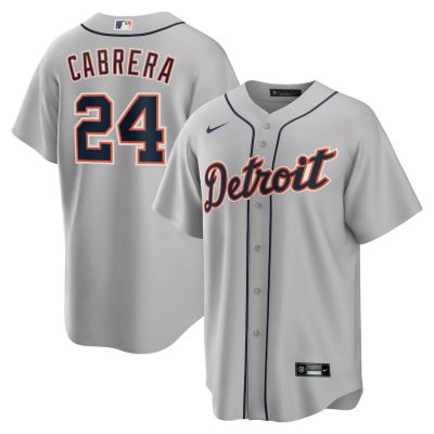 เสื้อกีฬาเบสบอล ลาย MLB Detroit Tigers Miguel Cabrera สีเทา สําหรับผู้ชาย