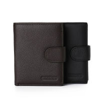Business Mens Wallet Genuine Leather Lychee Pattern Coin Purses Male Hasp Multifunction Short Bifold Card Holder Money Clip
