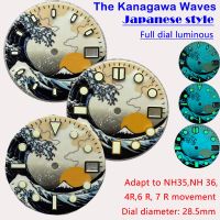 Kanagawa Wave Dial 28.5Mm Modified For Seiko Watch/Full Dial BGW9 Blue Luminous Full Luminous NH35/36/4R6R7S/