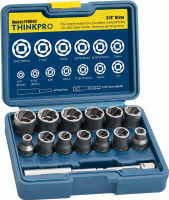 THINKPRO Upgraded Bolt Extractor Set, 15 PCS Impact Bolt &amp; Nut Remover Set, Stripped Lug Nut Remover, Extraction Socket Set for Removing Damaged, Frozen, Rusted, Rounded-Off Bolts, Nuts &amp; Screws