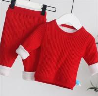 Winter Plush Top +Pants 2pcs Set Baby Warm Suits Newborn Children Bottoming Shirt Warm Boys Clothes Kids Sleepwear Thicken Cloth