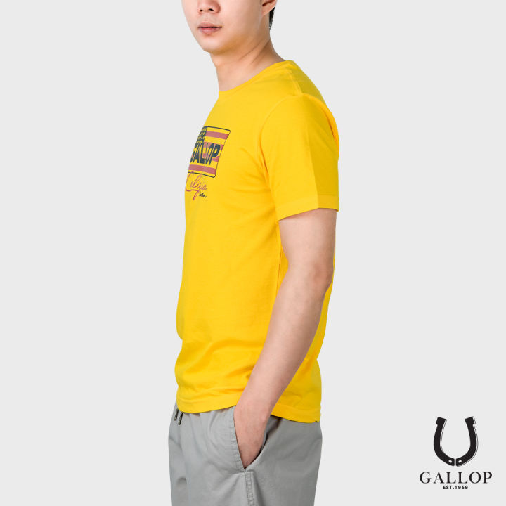 gallop-เสื้อยืดผ้าคอตตอนพิมพ์ลาย-graphic-tee-รุ่น-gt9105-สีเหลือง-ราคาปกติ-790-816