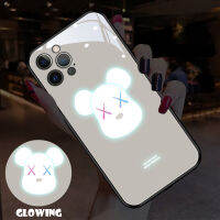 เคส IPhone มีแฟลชเรืองแสง,7สีไม่เหมือนใครสำหรับ iPhone 12Mini/12/12Pro/12Promax/11/11Pro/11 Promax/xs/xsmax/ XR/7/8/SE2/7P/8P เคสแอปเปิ้ลกระจกเทมเปอร์กันน้ำโทรศัพท์มือถือฝาครอบ iPhone ที่แม่นยำครอบคลุมในตำแหน่งกล้อง