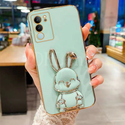 2023เคสโทรศัพท์สำหรับ VIVO V29 5G ซิลิโคนชุบหรูหราปลอกอ่อน Vivo V29 V27 V27E V25 V25E V23 V23E V27 Pro พร้อมที่ยึดการ์ตูนน่ารัก Rabbite ฝาครอบหลังกันกระแทก VIVOV27 5G