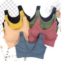 [ใหม่] ผู้หญิง Tank Crop Top ไม่มีรอยต่อกีฬา Camisole ชุดชั้นใน Push Up Bra กีฬาเสื้อแขนกุด2020