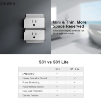 ZHIWEN ซ็อกเก็ตอัจฉริยะปลั๊ก US WiFi S31พร้อมฟังก์ชันตรวจสอบพลังงานฟังก์ชั่นเวลาควบคุมแอป ewelink รองรับ Alexa Google Home