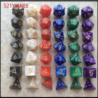 521YIANEE 7Pcs/set เกมตาราง ลูกเต๋า DND D4 D6 D8 D10 D12 D20 7-Die ลูกเต๋าเกม หลายเหลี่ยมเพชรพลอย อะคริลิค ลูกเต๋าหลายด้าน TRPG DND