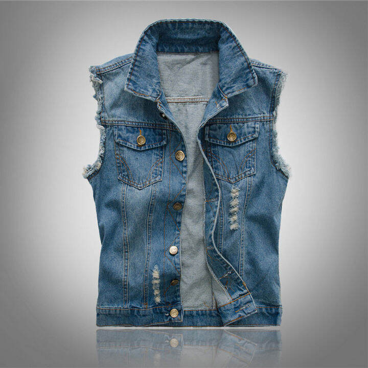 Men Vest Jacket Men Vest Coat Men s Ripped Denim Vest Hip Hop