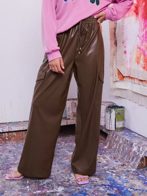 Cider Rich Memories Faux Leather Cargo Pants Lazada PH