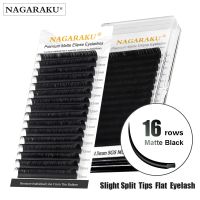 NAGARAKU Flat Split Tips Ellipse Shape Eyelash Extensions Makeup Natural Light Faux False Lashes Matte Black Dark Brown Cables Converters