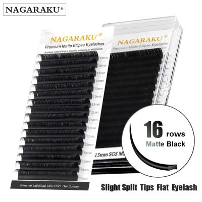 NAGARAKU eyelashes makeup Flat Split Tips Ellipse Shape Natural Light Faux Eyelashes Dark Black Dark Brown eyelash matte Cables Converters