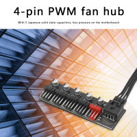 ACENTA 5 พอร์ต พัดลมระบายความร้อน สำหรับ 4 พิน PWM คูลเลอร์ ตัวแยกสัญญาณ PC Fan Hub อะแดปเตอร์ ตัวควบคุมความเร็ว