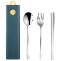 Portable Dinnerware Sets Kitchen Flatware Rustless Children Travel Cutlery Spoon Fork Chopsticks Student Camping Tableware Set Flatware Sets